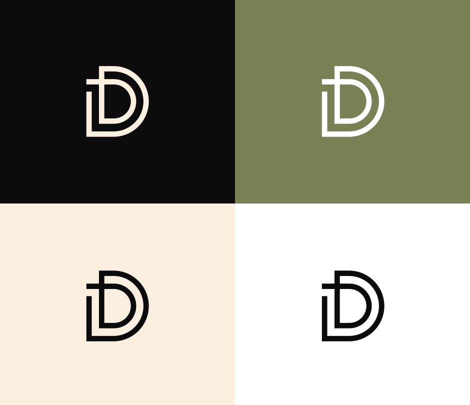 Warianty logotypu DAKKO w identyfikacji marki